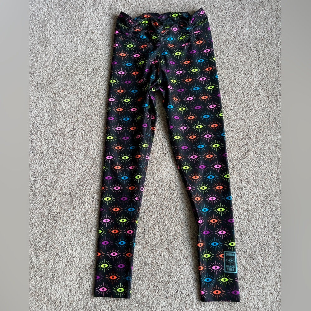 Zumba Fitness Black Leggings with Neon Eye Print